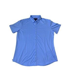 Mizzen+Main Halyard Polo Shirt Sleeve Mens Light Blue Dot Size XL